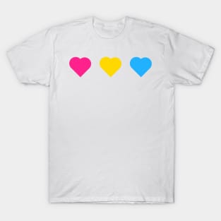 Bi+ Hearts Pansexual Flag (Solid) T-Shirt